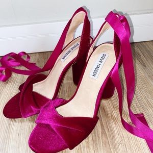 Steve Madden pink/purple velvet Ribbon Tie Up Heels